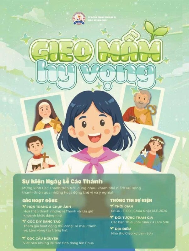In poster dán tường, dán bảng thông tin sự kiện cho xứ đoàn Giáo xứ nhà thờ Công giáo - INKTS3934