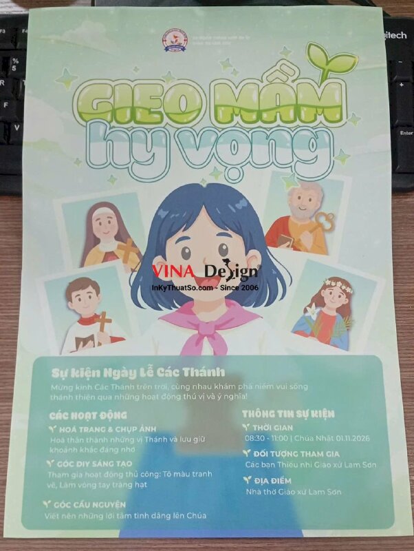 In poster dán tường, dán bảng thông tin sự kiện cho xứ đoàn Giáo xứ nhà thờ Công giáo - INKTS3934
