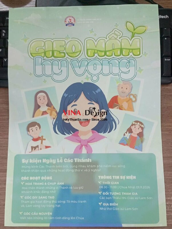 In poster dán tường, dán bảng thông tin sự kiện cho xứ đoàn Giáo xứ nhà thờ Công giáo - INKTS3934