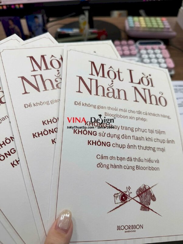 In thông báo một lời nhắn nhỏ đến khách hàng tiệm bánh, bakehouse, in giấy mỹ thuật econo - INKTS3911
