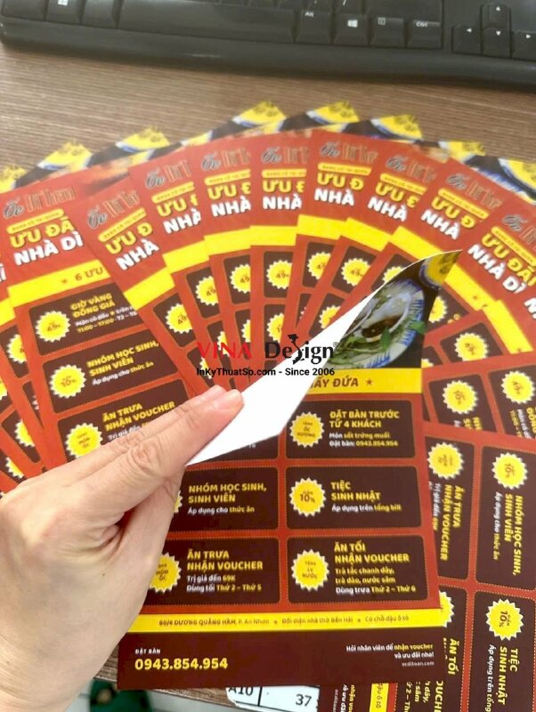 In tờ giới thiệu ưu đãi cho quán ốc, tờ rơi A5 in 1 mặt, cán mờ - INKTS3919