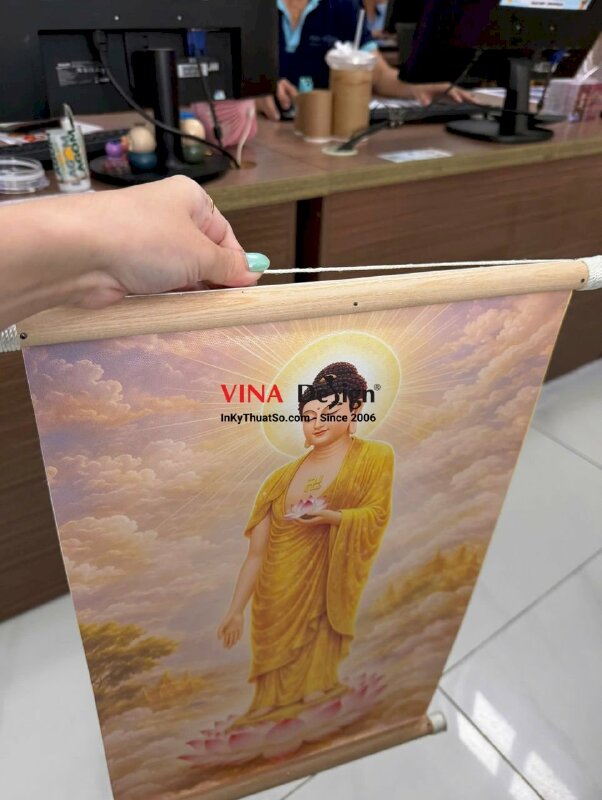 In tranh Phật nẹp gỗ treo tường, in tranh Canvas số lượng ít, hỗ trợ tìm mua file gốc - INKTS3923