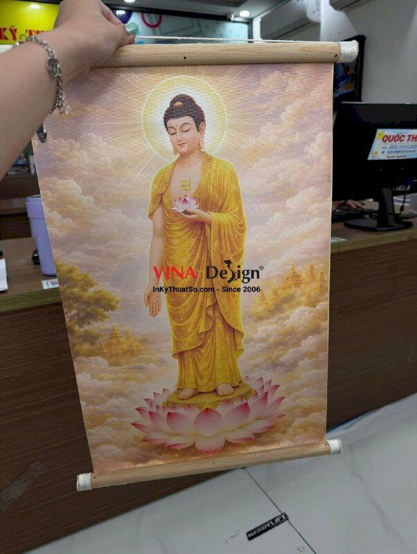 In tranh Phật nẹp gỗ treo tường, in tranh Canvas số lượng ít, hỗ trợ tìm mua file gốc - INKTS3923