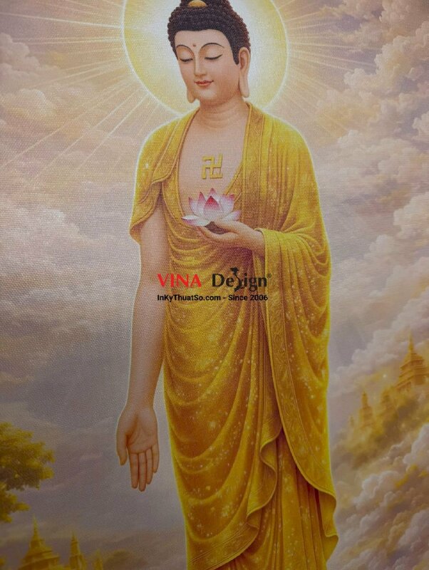 In tranh Phật nẹp gỗ treo tường, in tranh Canvas số lượng ít, hỗ trợ tìm mua file gốc - INKTS3923