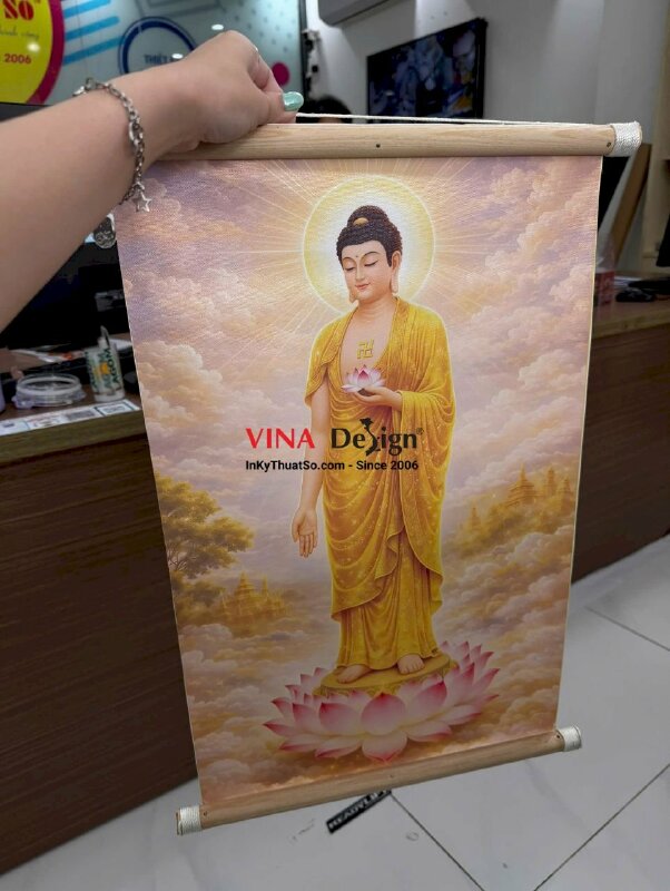 In tranh Phật nẹp gỗ treo tường, in tranh Canvas số lượng ít, hỗ trợ tìm mua file gốc - INKTS3923