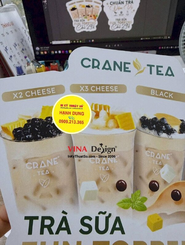 In Wobbler kẹp kệ chương trình khuyến mãi Trà sữa để tại quầy order - INKTS3938