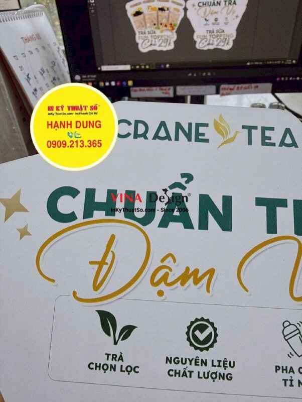 In Wobbler kẹp kệ chương trình khuyến mãi Trà sữa để tại quầy order - INKTS3938