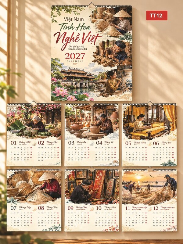 Làm lịch treo tường 7 tờ Tinh Hoa Nghề Việt - Mã TT12 - INKTS2193