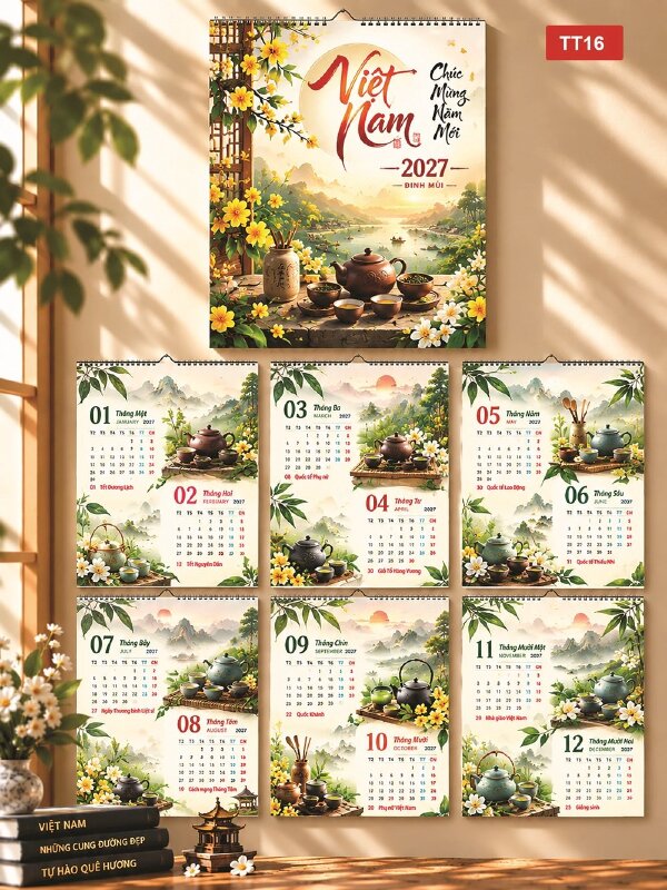 Lịch 7 tờ treo tường in hình theo yêu cầu chủ đề Hương Trà - Mã TT16 - INKTS2197