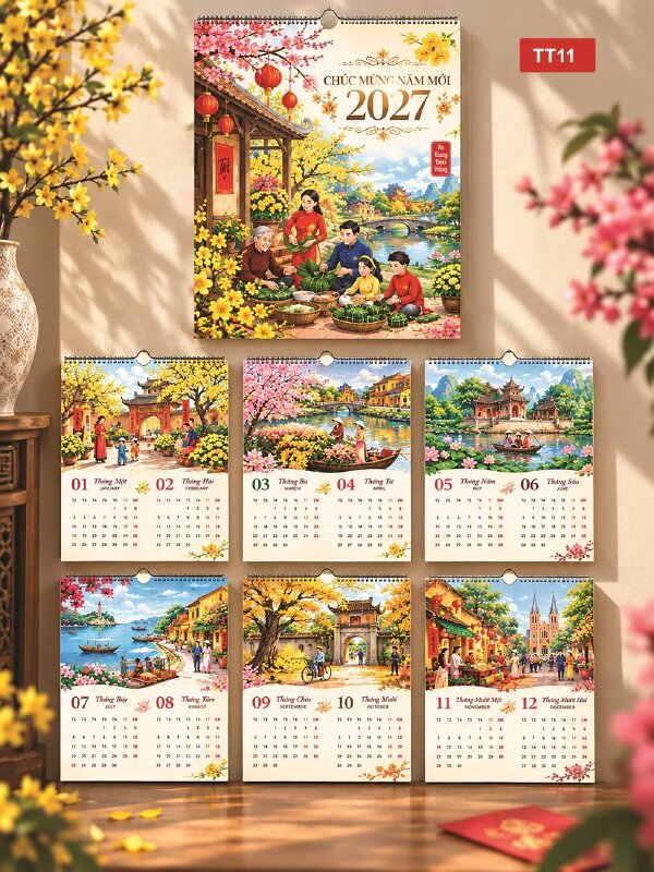 Lịch treo tường 7 tờ thiết kế theo chủ đề Địa Danh Nổi Tiếng Việt Nam - Mã TT11 - INKTS2192