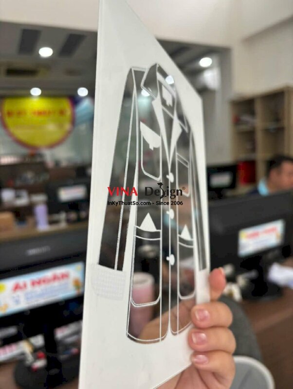 Tấm Mica trong in DTF dán thuận làm tấm thử test màu vải, chất liệu vải - INKTS3912